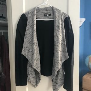 Leather sleeve moto jacket